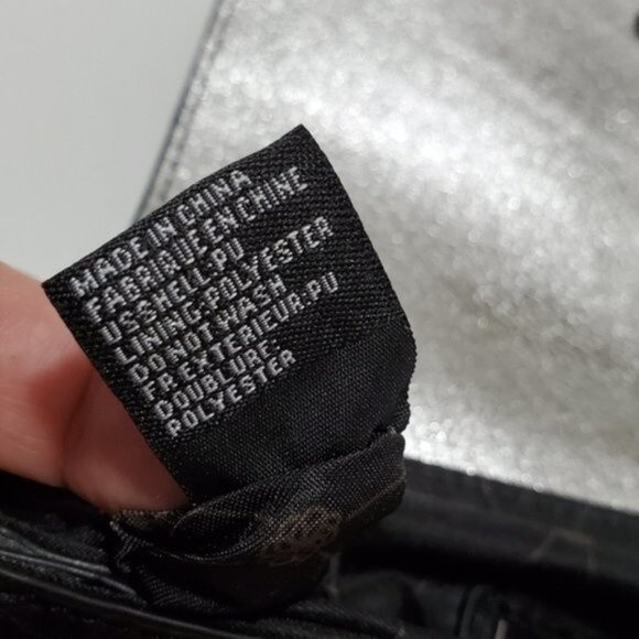 silver and black colorblock crossbody bag square by MMS - Picture 4 of 10